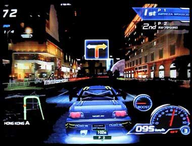 Graphics of Sega R Tuned car driving at night