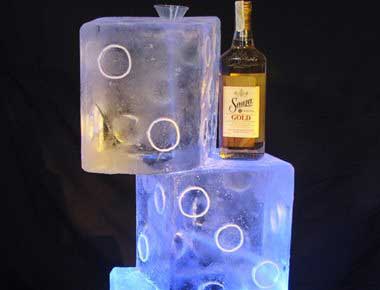 Picture of giant dice ice sculpture