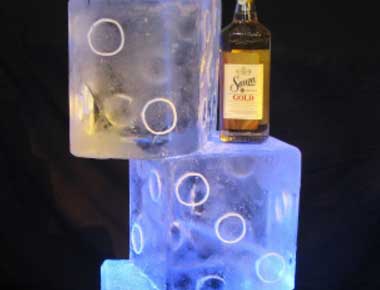 Picture of a dice shaped ice sculpture