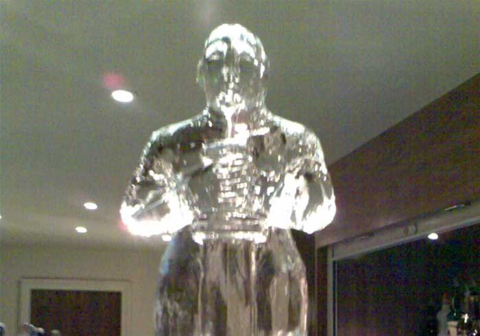 Image of a Hollywood statue ice sculpture