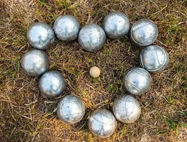 Boules on grass