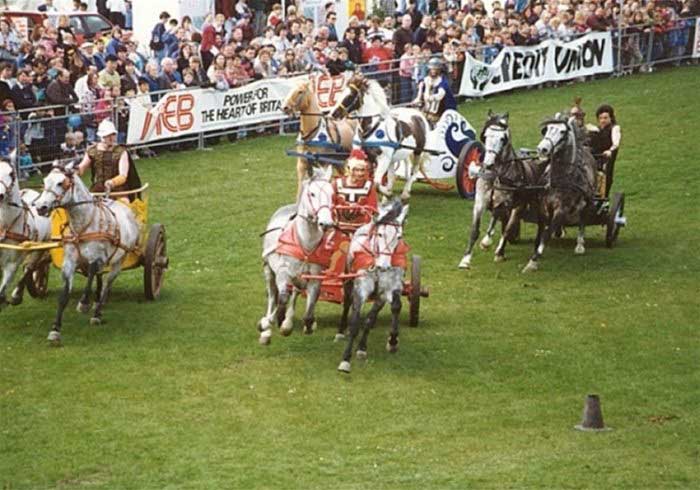 Chariots racing in a field