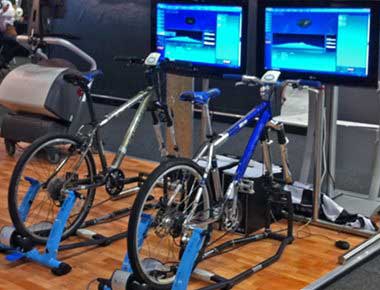 Bike simulators at an exhibition