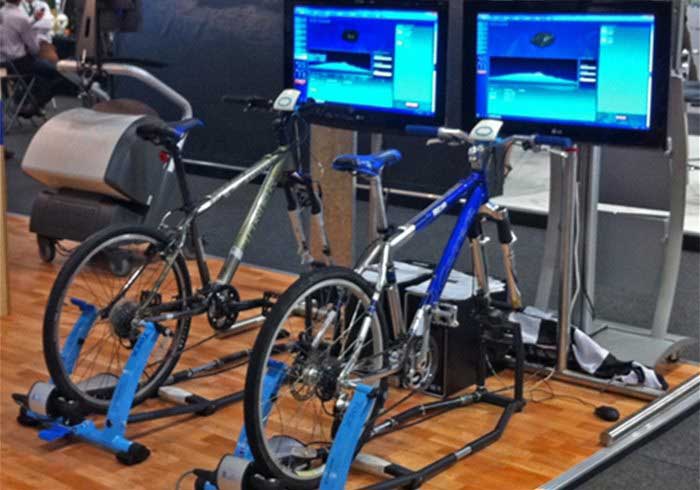 Bike simulators at an exhibition