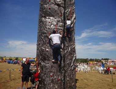 Man climbing a portable wall
