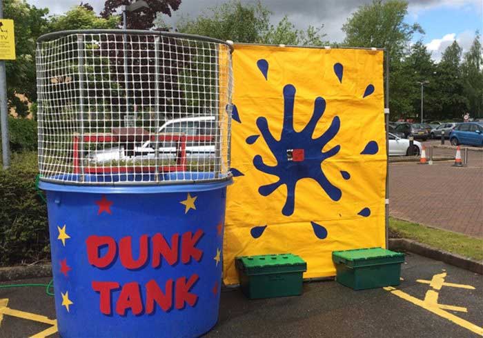 Dunk Tank ready to be used in a car park
