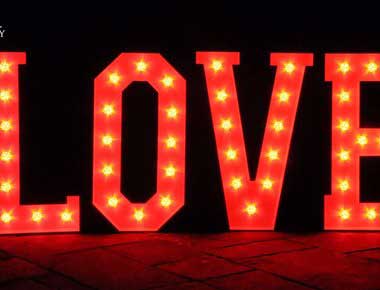 Red Letters of word Love