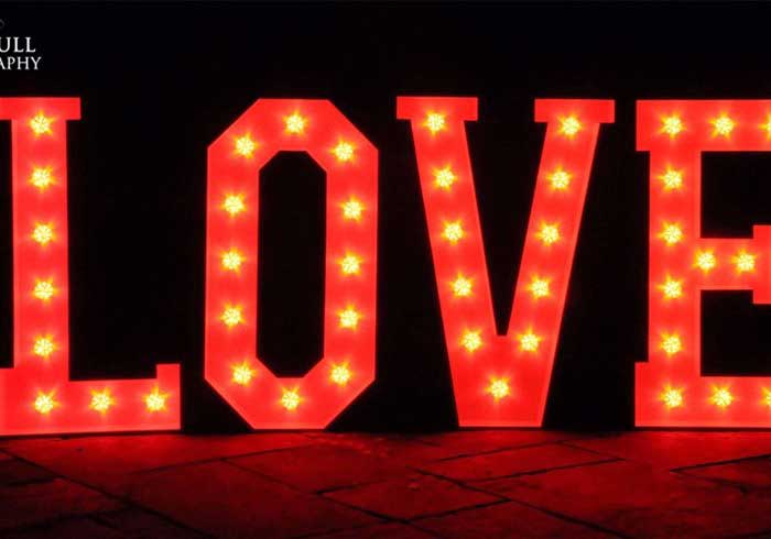 Red Letters of word Love